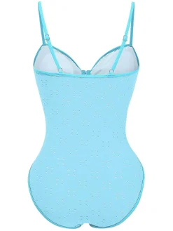 New Retro Stage 1960s Strap Contrast Trim One-Piece Swimsuit