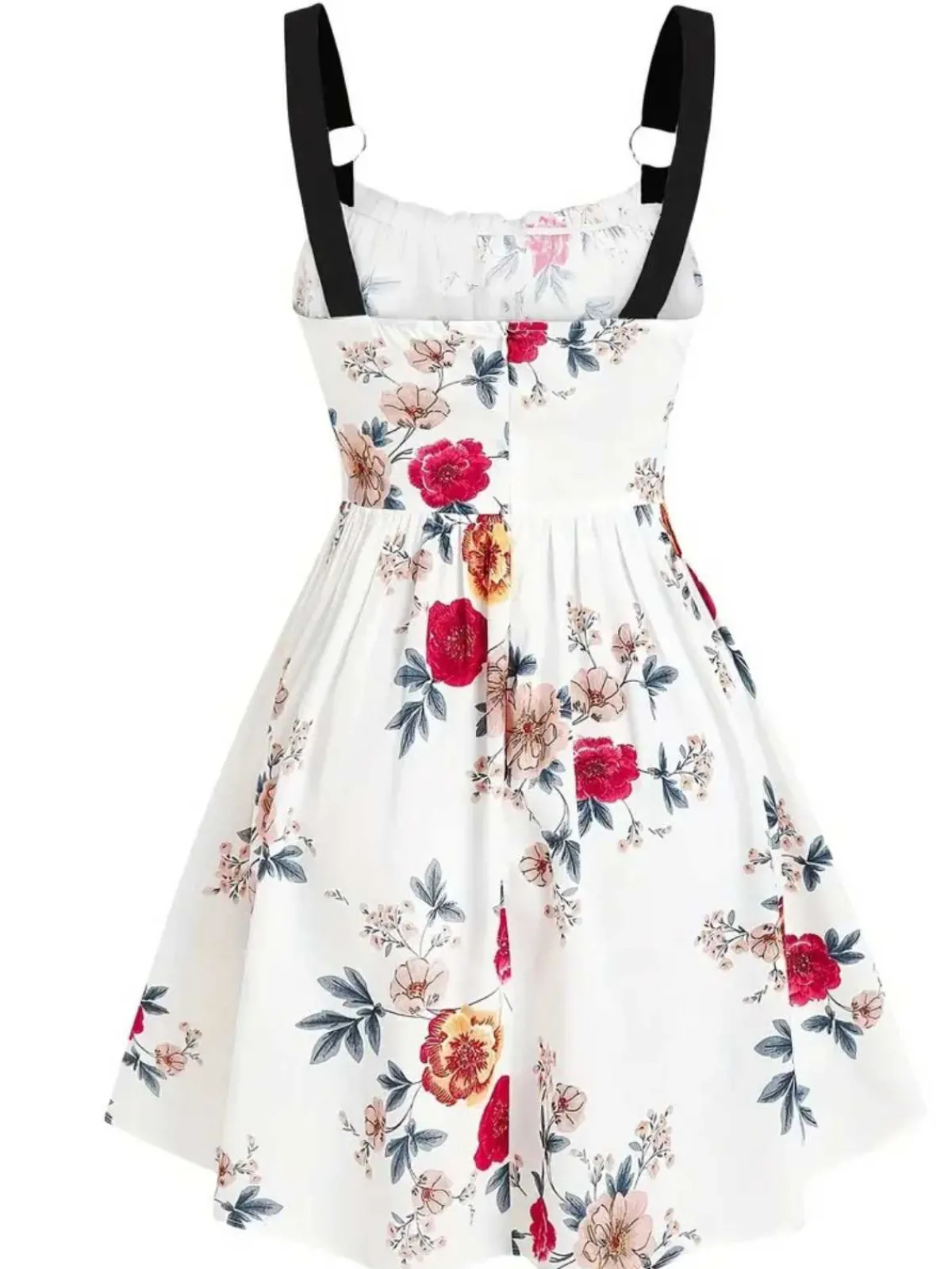 Best Retro Stage 1950s Strap Floral Butterflies Lace-Up Corset Dress