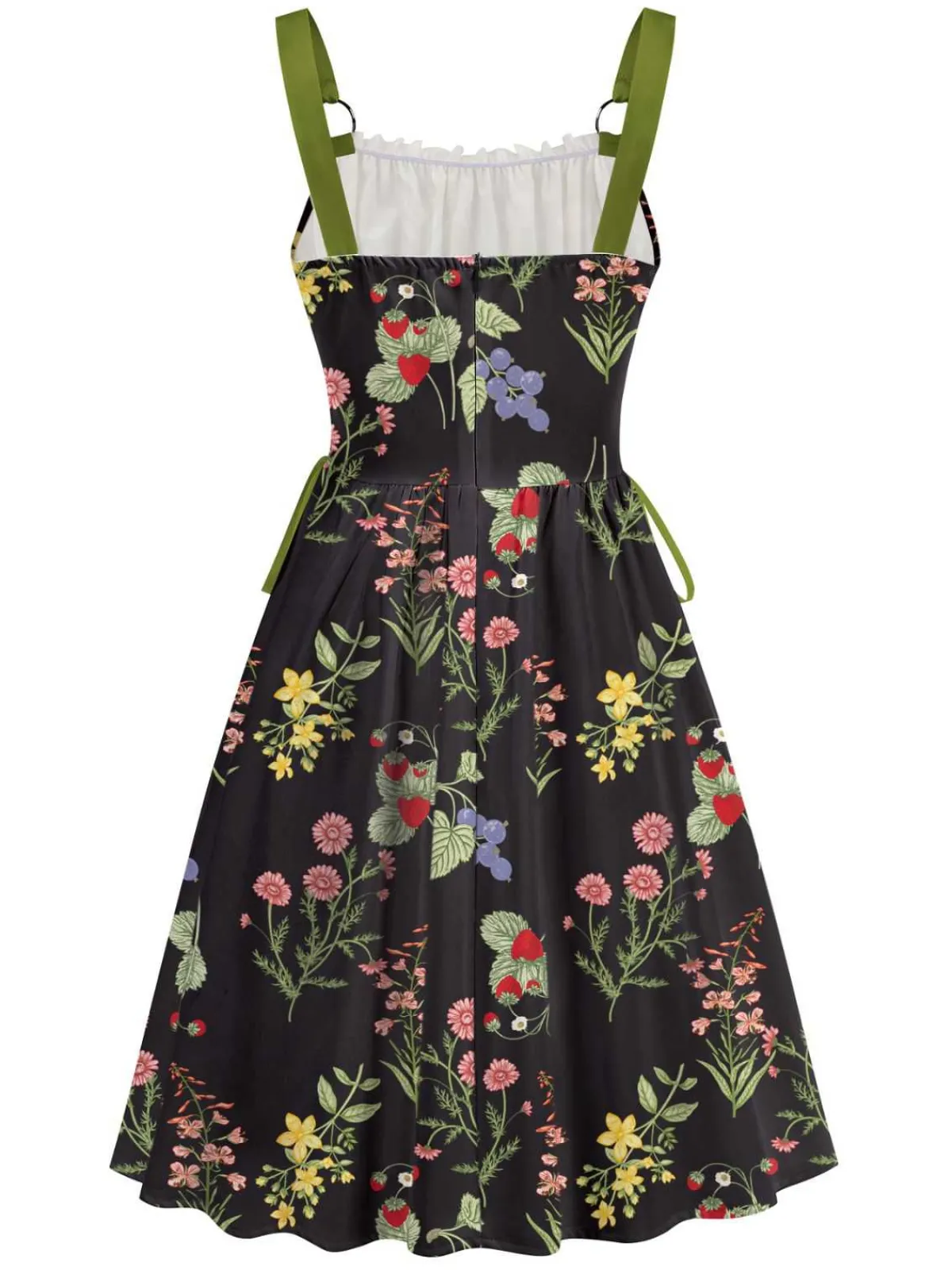 Best Retro Stage 1950s Strap Floral Lace-Up Corset Dress