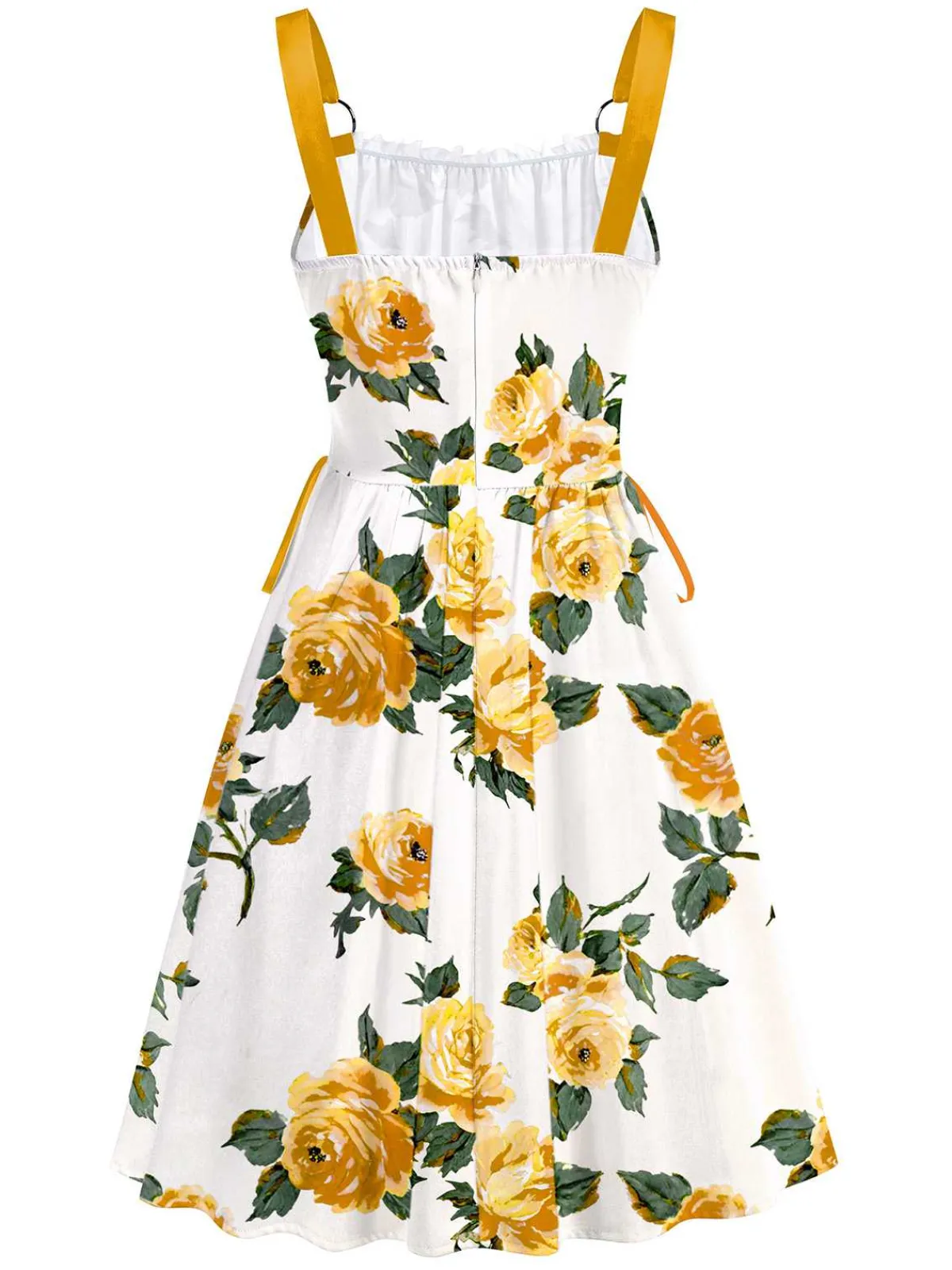 Best Retro Stage 1950s Strap Floral Lace-Up Corset Dress
