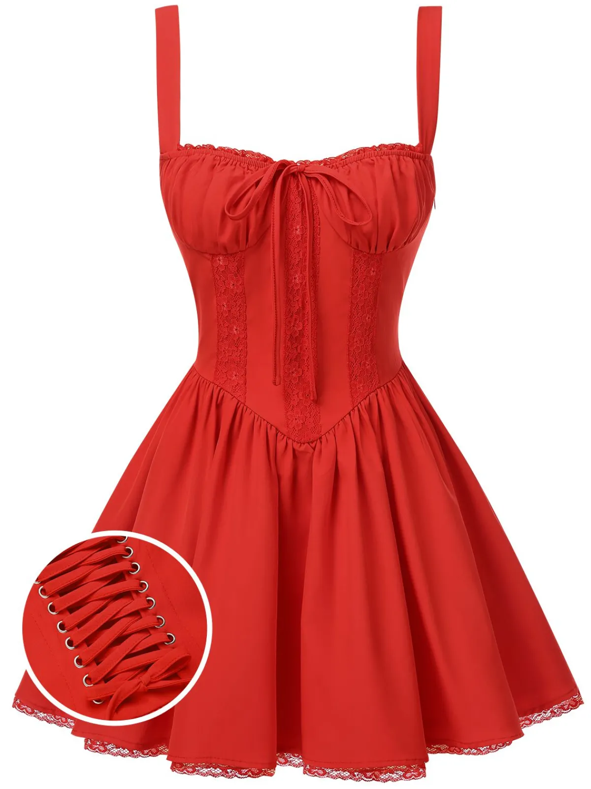 Discount Retro Stage 1950s Strap Lace-Up Corset Mini Dress