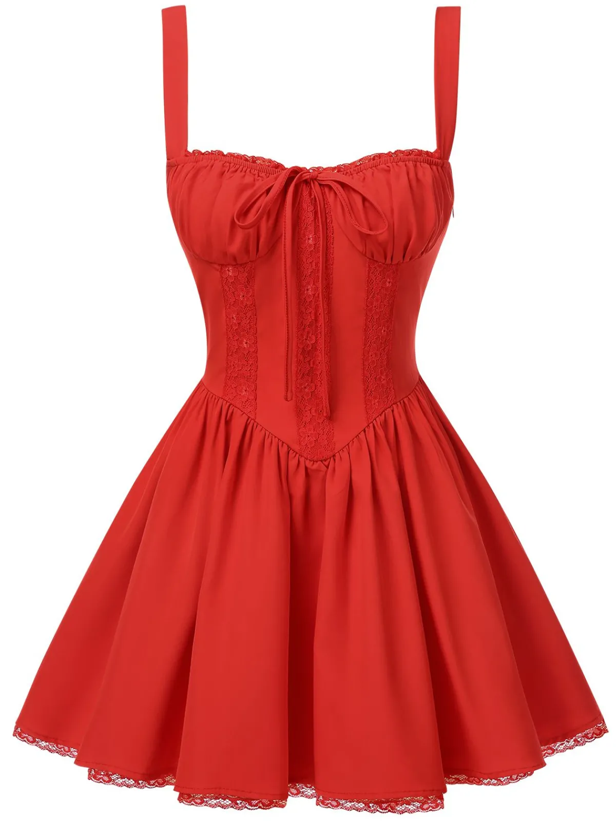 Discount Retro Stage 1950s Strap Lace-Up Corset Mini Dress