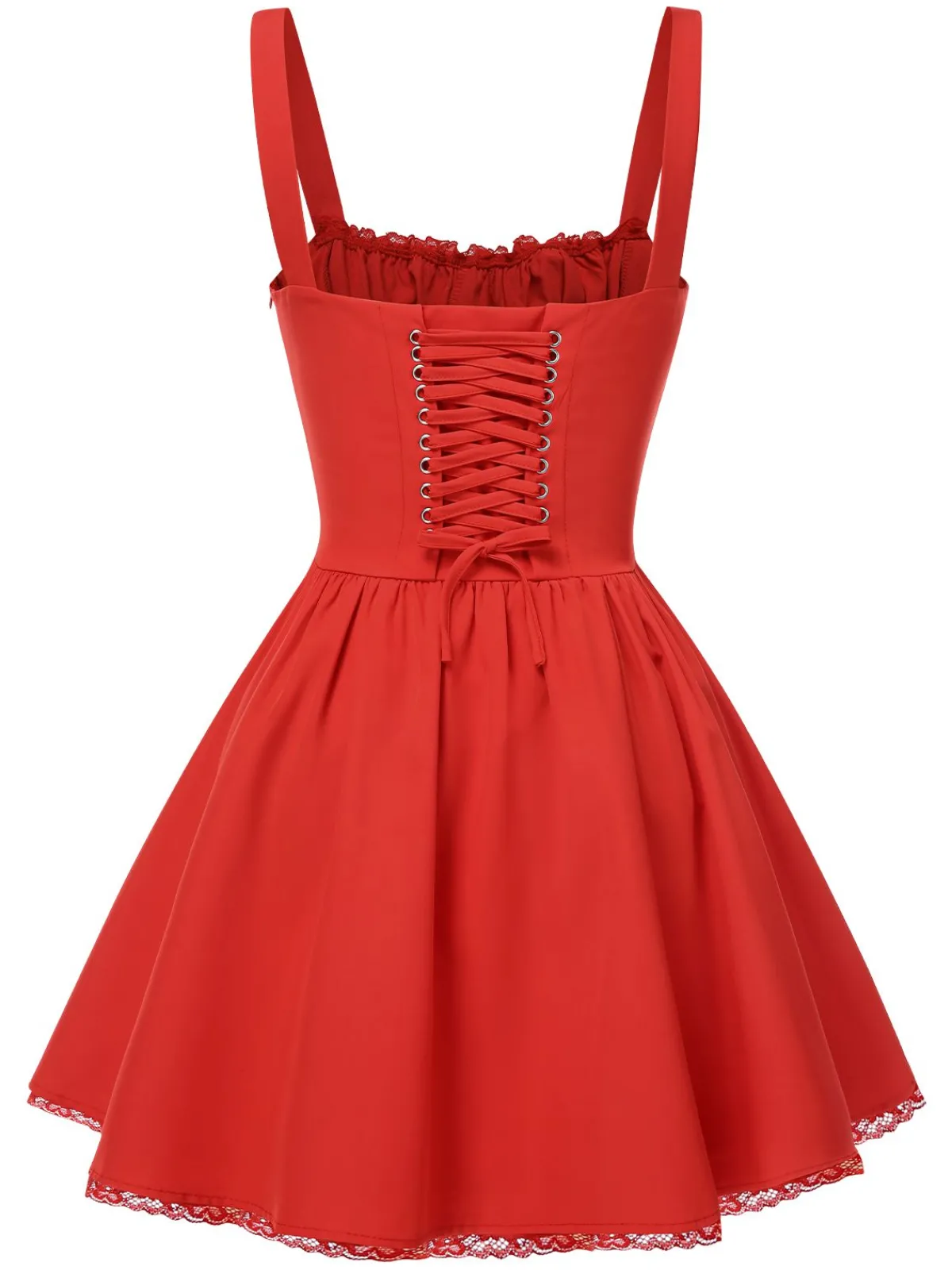 Discount Retro Stage 1950s Strap Lace-Up Corset Mini Dress