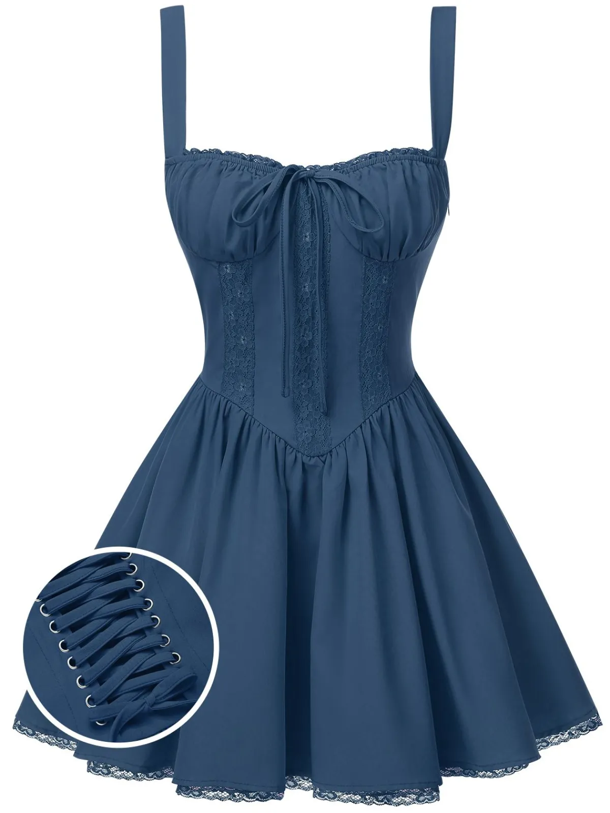 Discount Retro Stage 1950s Strap Lace-Up Corset Mini Dress