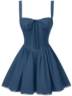 Discount Retro Stage 1950s Strap Lace-Up Corset Mini Dress