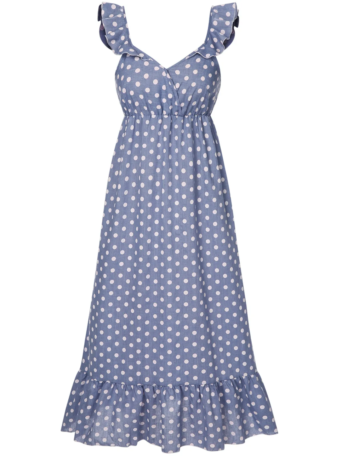 Fashion Retro Stage 1930s Strap Ruffles Polka Dots Nightgowns Blue