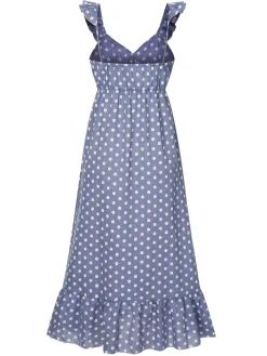 Fashion Retro Stage 1930s Strap Ruffles Polka Dots Nightgowns Blue