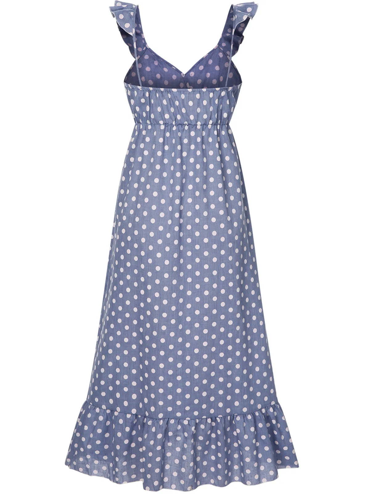 Fashion Retro Stage 1930s Strap Ruffles Polka Dots Nightgowns Blue
