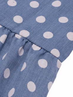 Fashion Retro Stage 1930s Strap Ruffles Polka Dots Nightgowns Blue