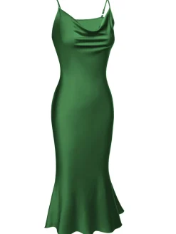Fashion Retro Stage 1930s Strap Solid Fishtail Vintage Dress
