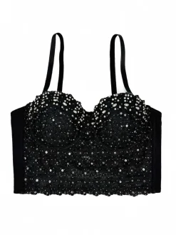 Sale Retro Stage 1980s Strap Sparkling Rhinestone Corset