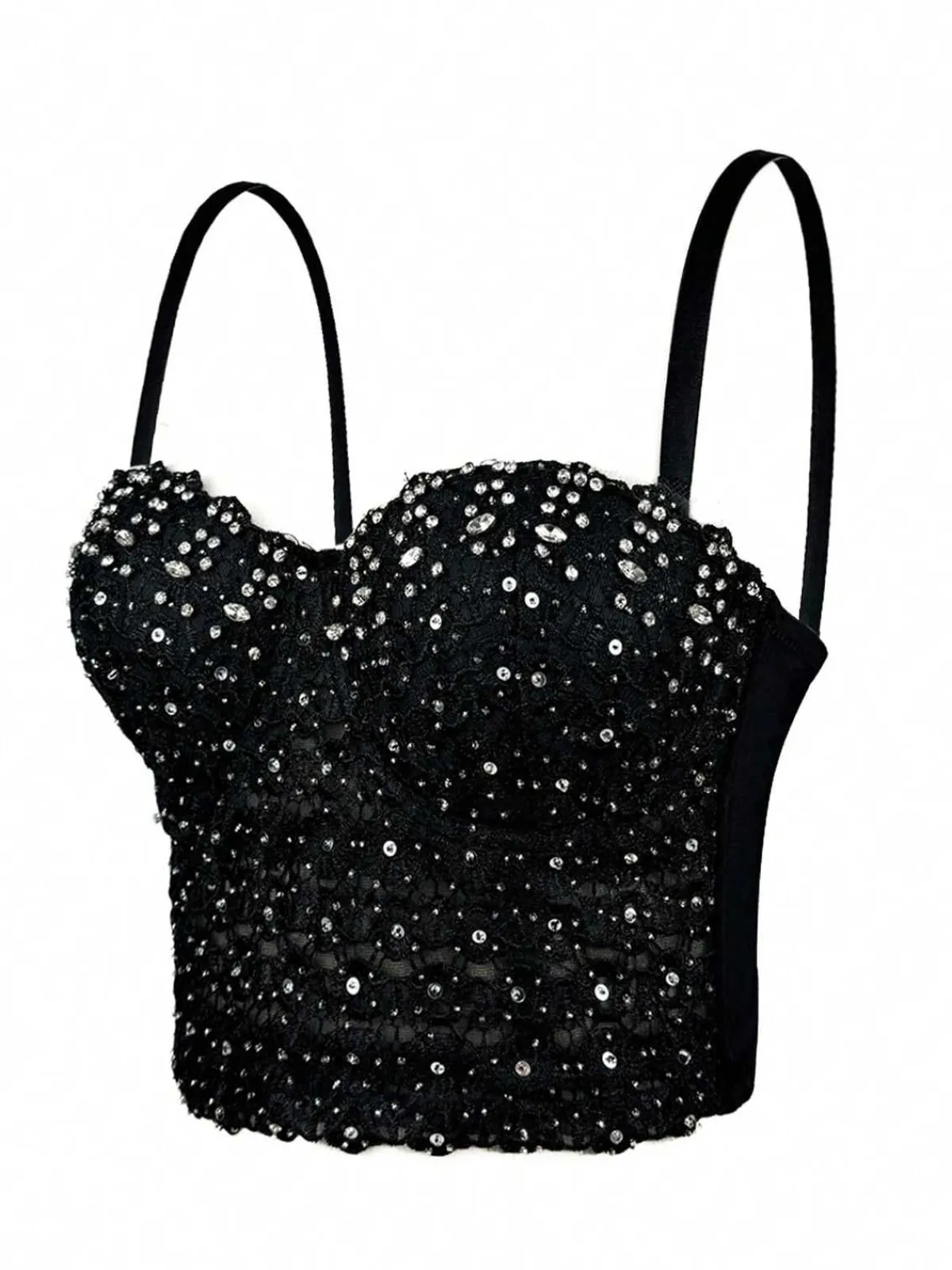 Sale Retro Stage 1980s Strap Sparkling Rhinestone Corset