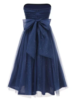 Online Retro Stage 1950s Strapless Sparkle Bow Mesh Dress