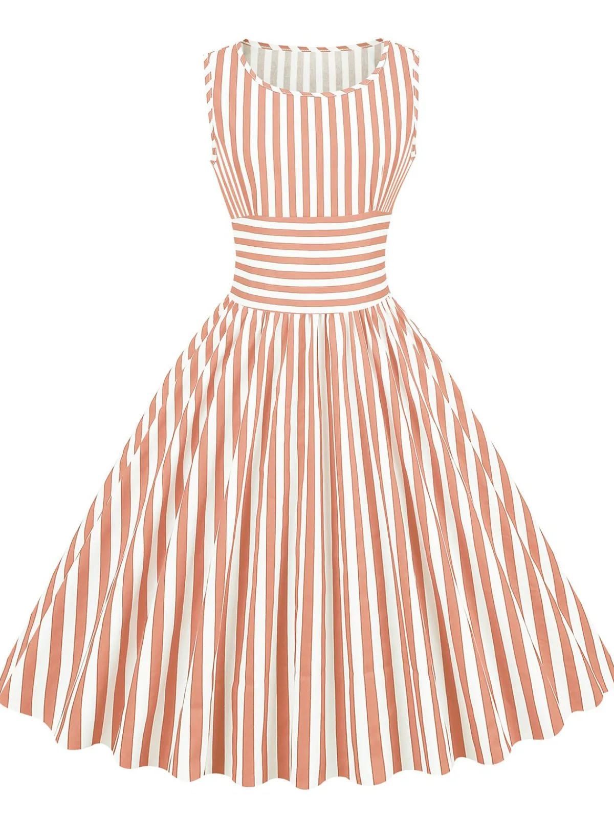 Sale Retro Stage 1950s Stripe Crew Neck Swing Dress