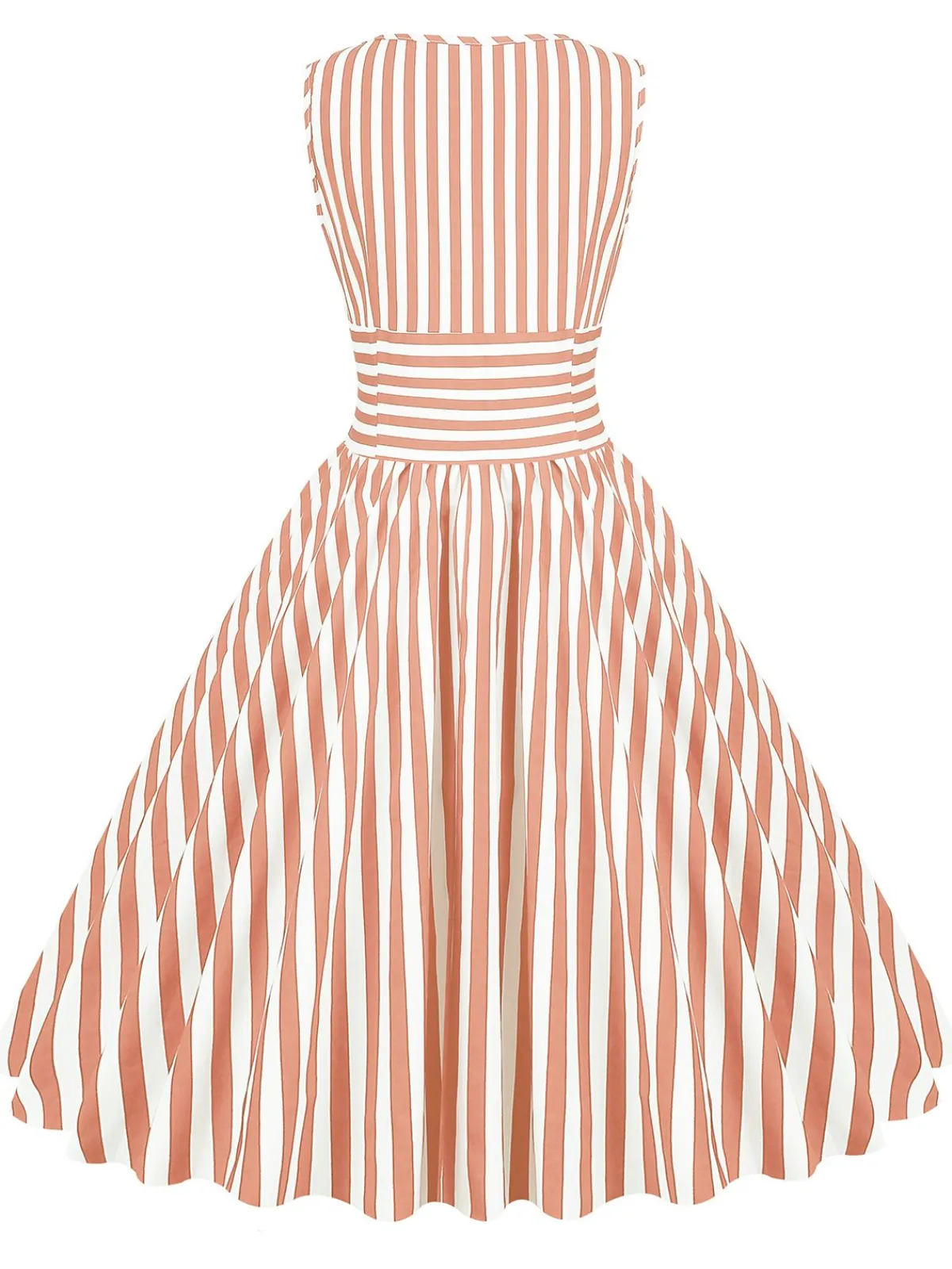 Sale Retro Stage 1950s Stripe Crew Neck Swing Dress