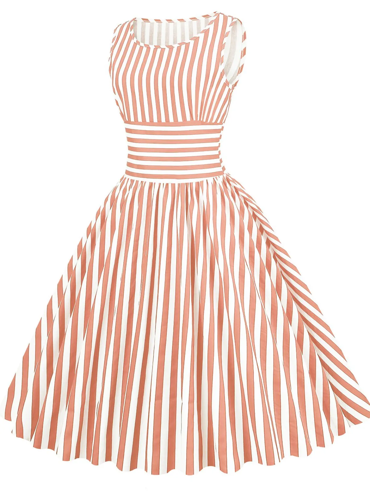 Sale Retro Stage 1950s Stripe Crew Neck Swing Dress