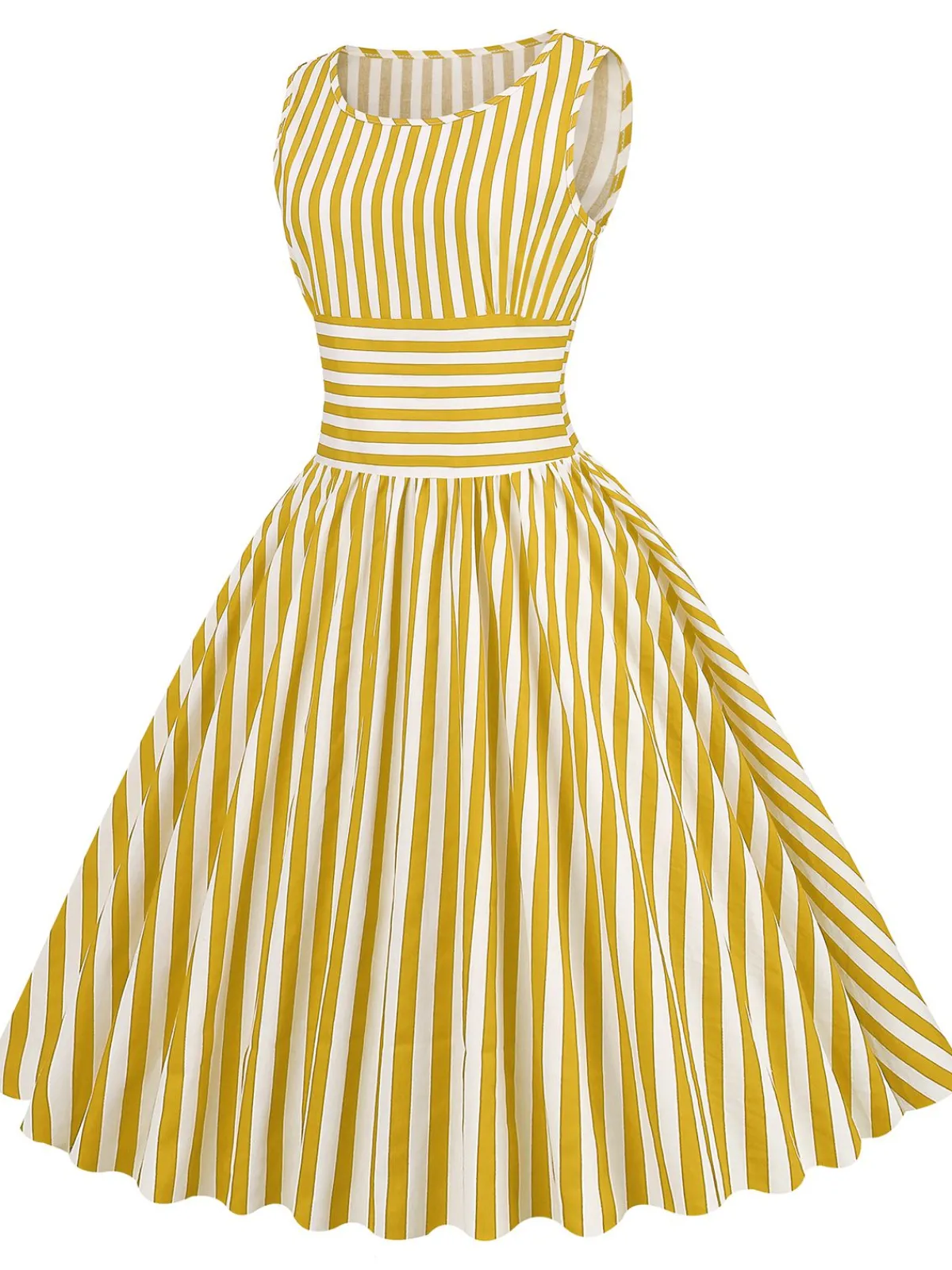 Sale Retro Stage 1950s Stripe Crew Neck Swing Dress