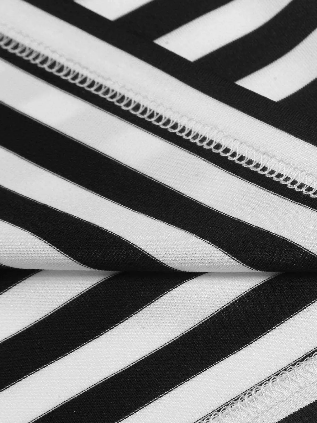 Sale Retro Stage 1950s Stripe Lapel Bow Knit Top Black-White