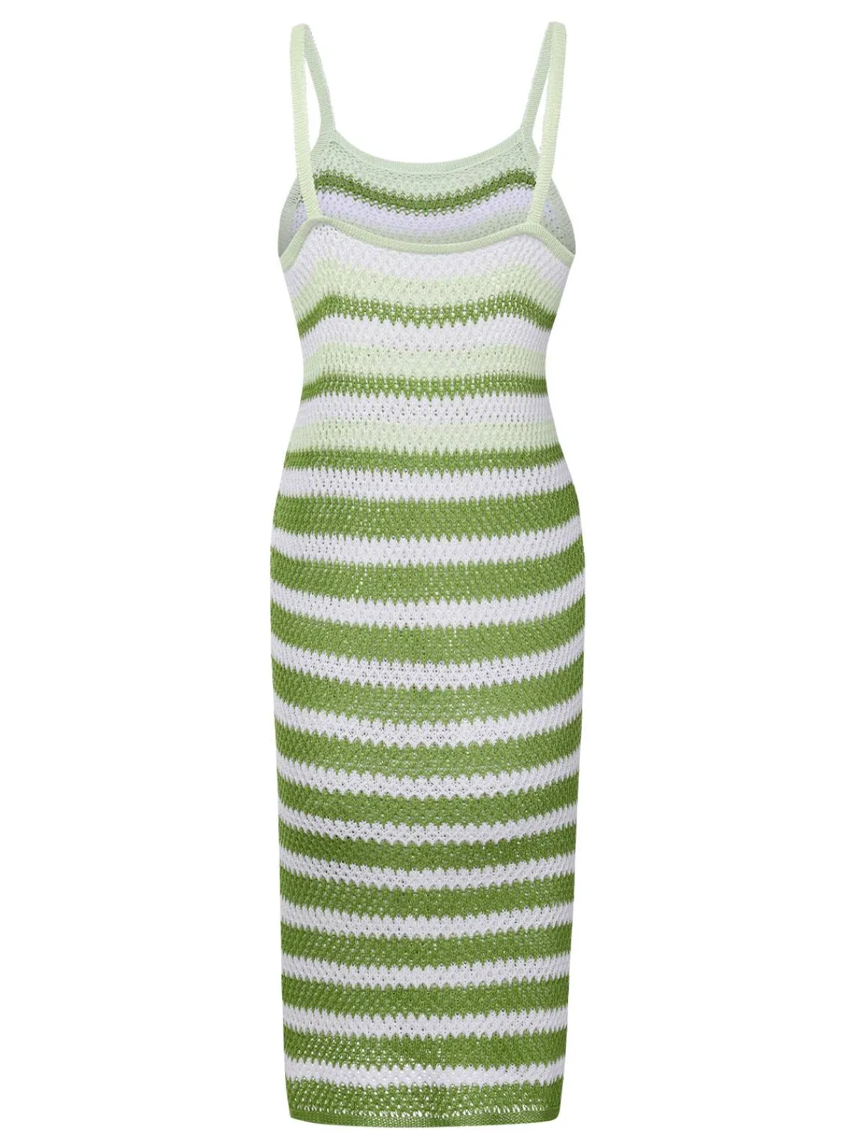 Discount Retro Stage 1960s Striped Knitted Spaghetti Straps Dress
