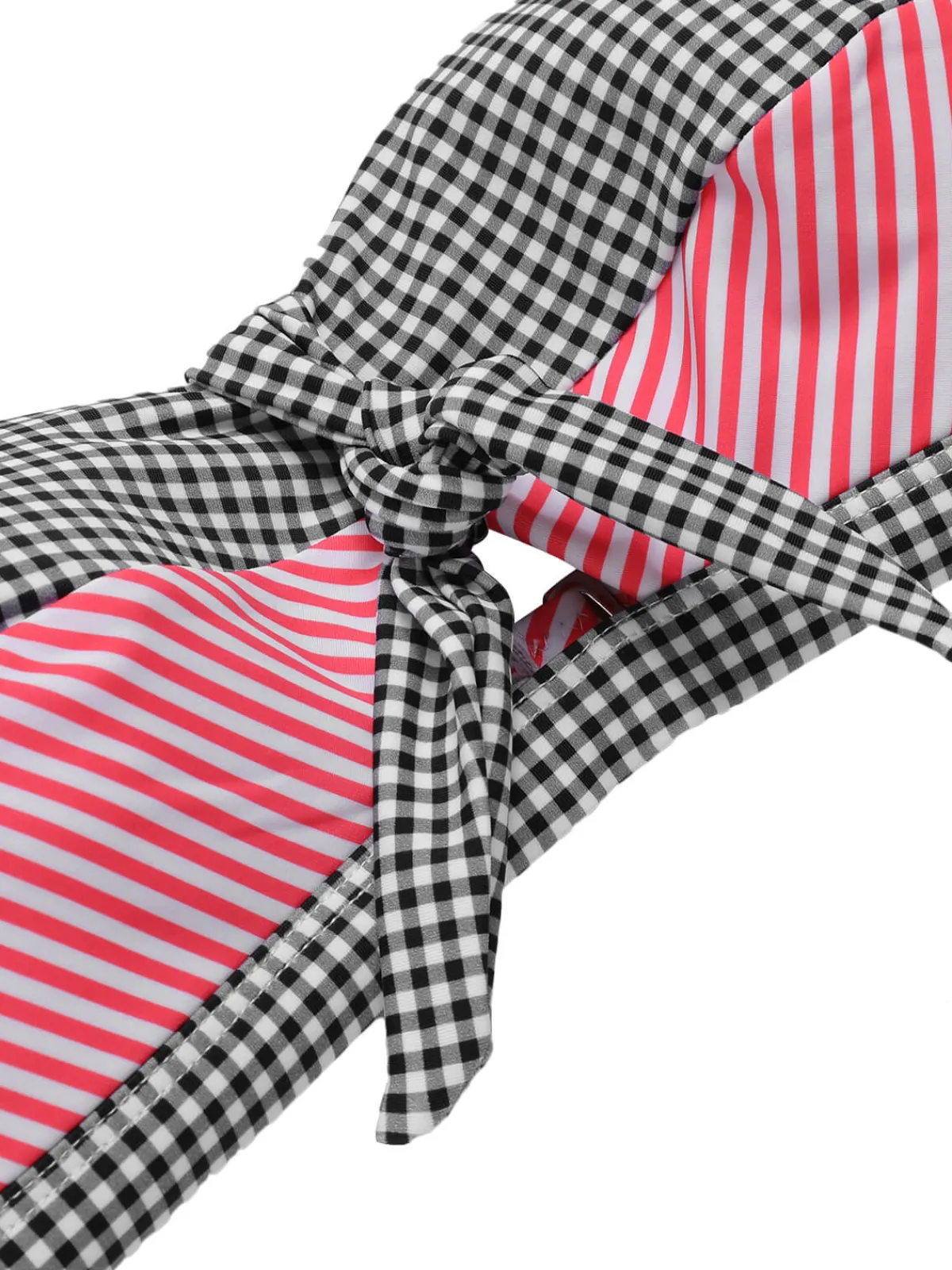 Hot Retro Stage 1950s Striped Patchwork Halter Swimsuit