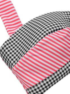 Hot Retro Stage 1950s Striped Patchwork Halter Swimsuit