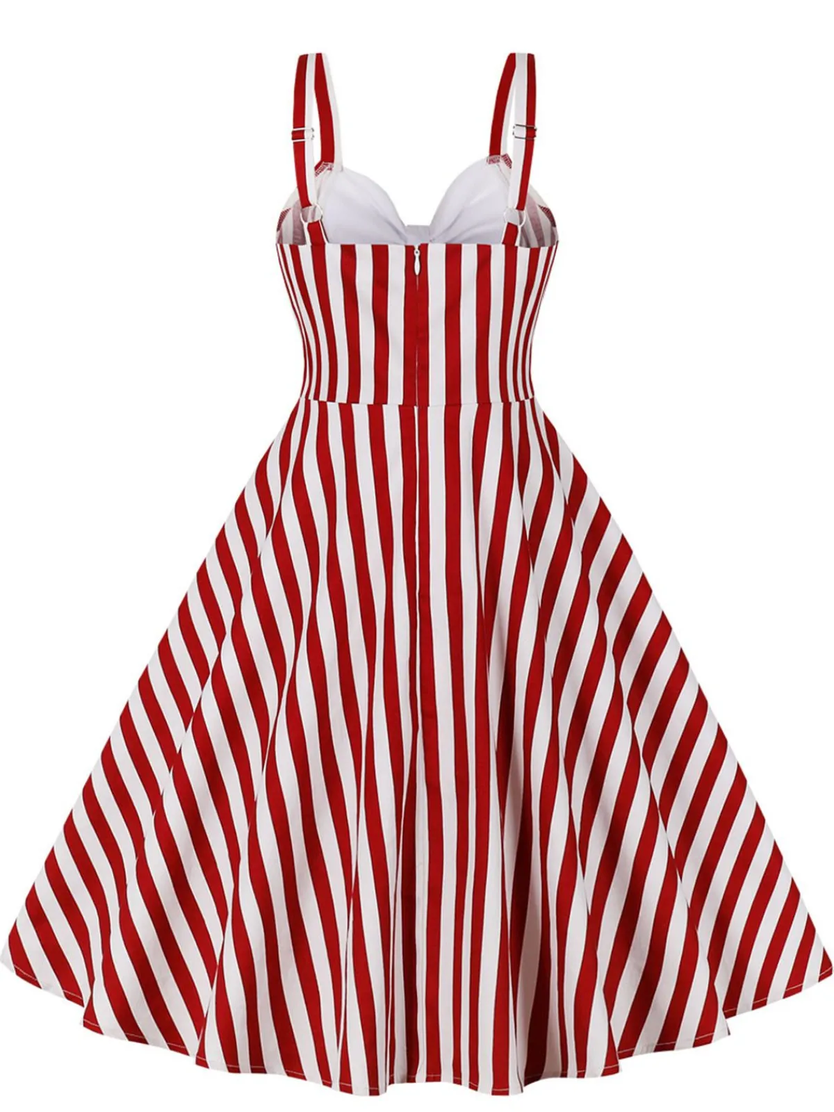 Outlet Retro Stage 1950s Stripes Contrast Patchwork Strap Dress