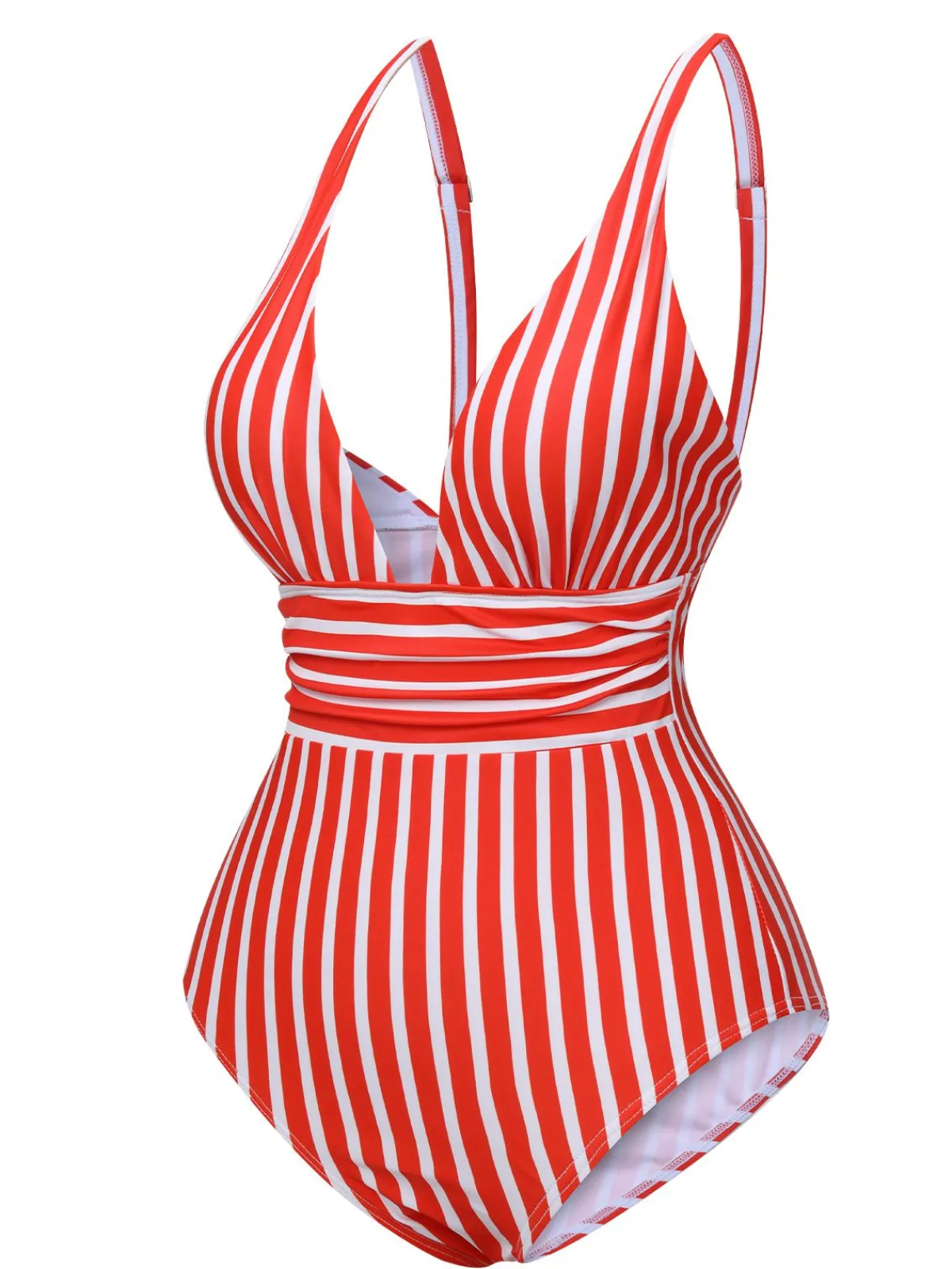 Sale Retro Stage 1950s Stripes Spaghetti Strap One-Piece Swimsuit