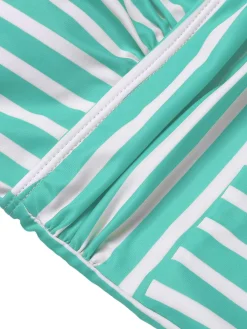 Sale Retro Stage 1950s Stripes Spaghetti Strap One-Piece Swimsuit