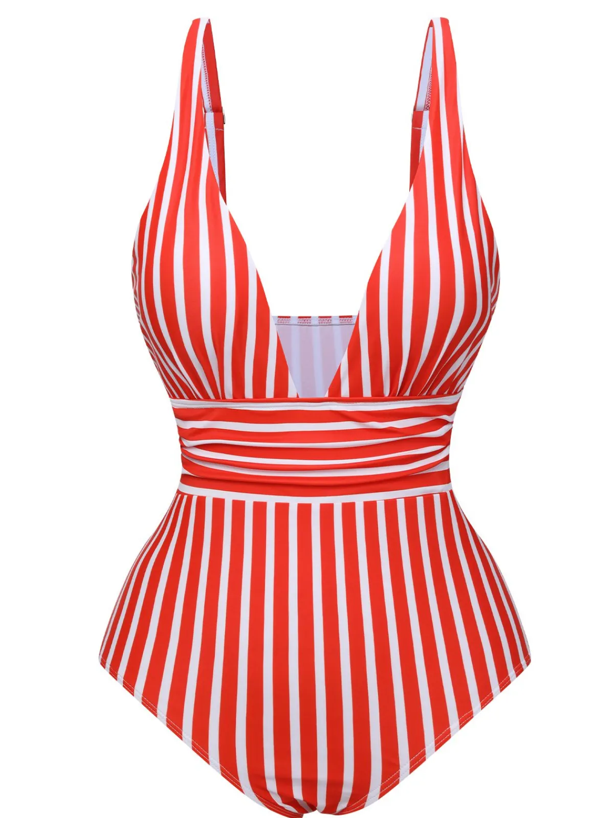 Outlet Retro Stage 1950s Stripes Spaghetti Strap One-Piece Swimsuit