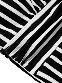 Outlet Retro Stage 1950s Stripes Spaghetti Strap One-Piece Swimsuit