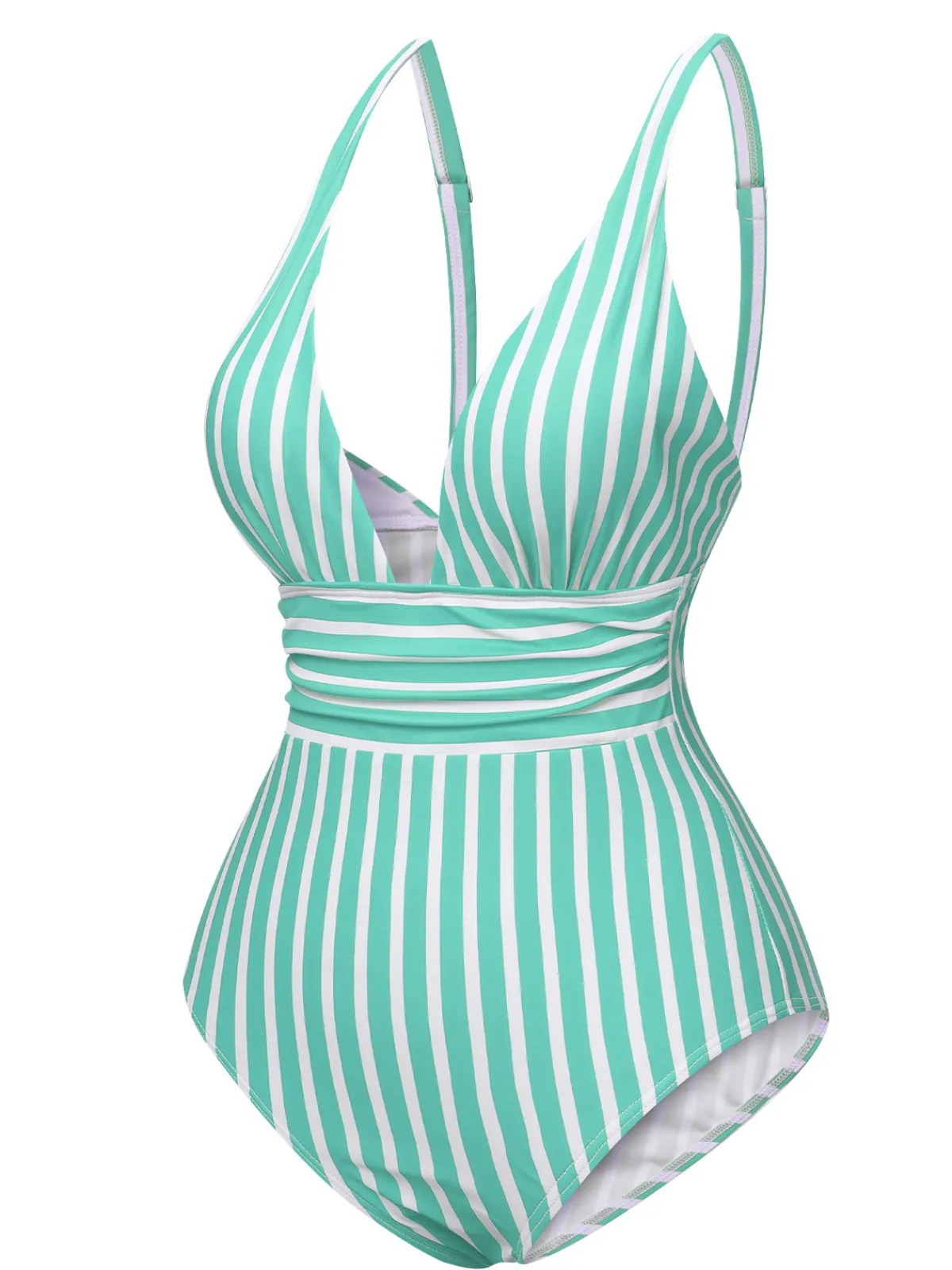 Outlet Retro Stage 1950s Stripes Spaghetti Strap One-Piece Swimsuit