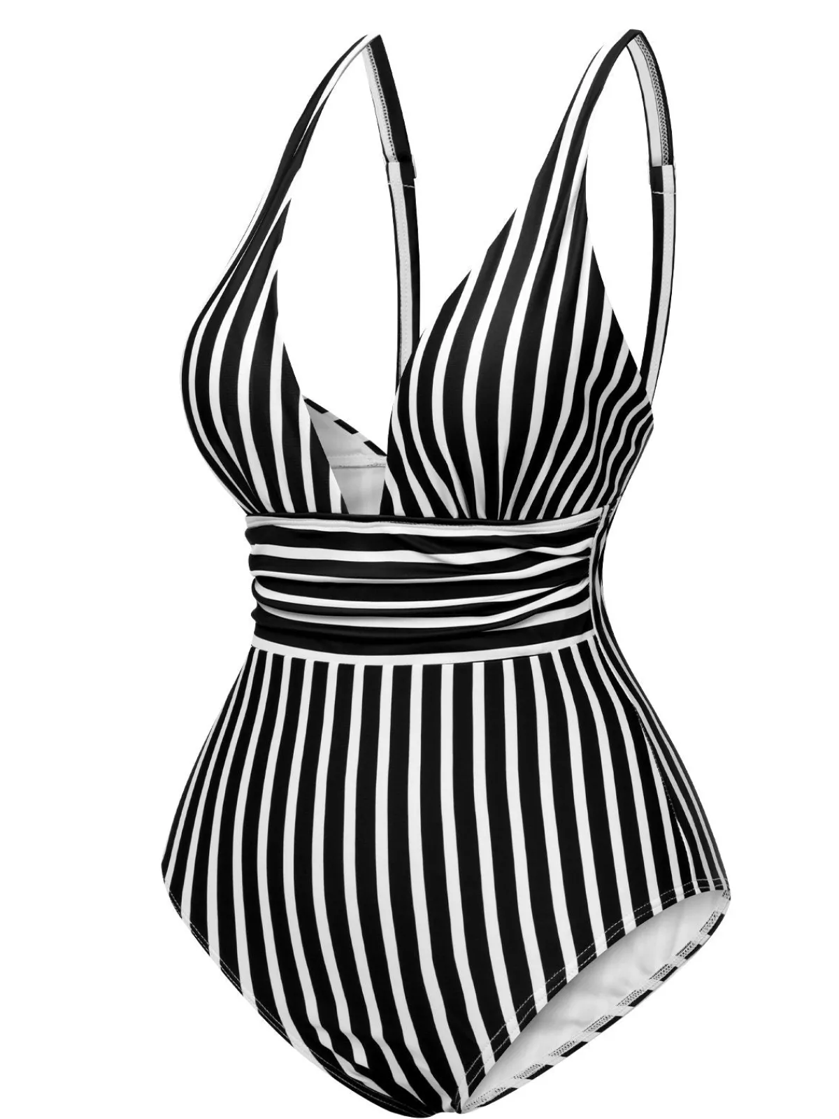 Outlet Retro Stage 1950s Stripes Spaghetti Strap One-Piece Swimsuit