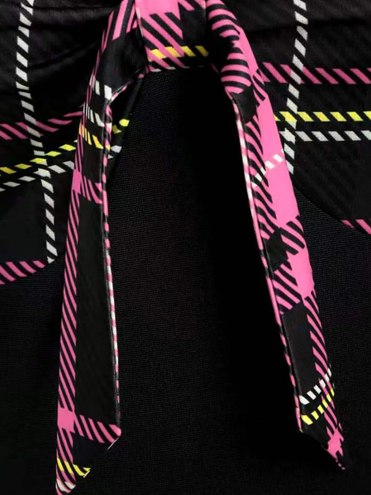 Online Retro Stage 1950s Sweetheart Plaid Patchwork Dress Black