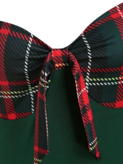 Sale Retro Stage 1950s Sweetheart Plaid Patchwork Dress