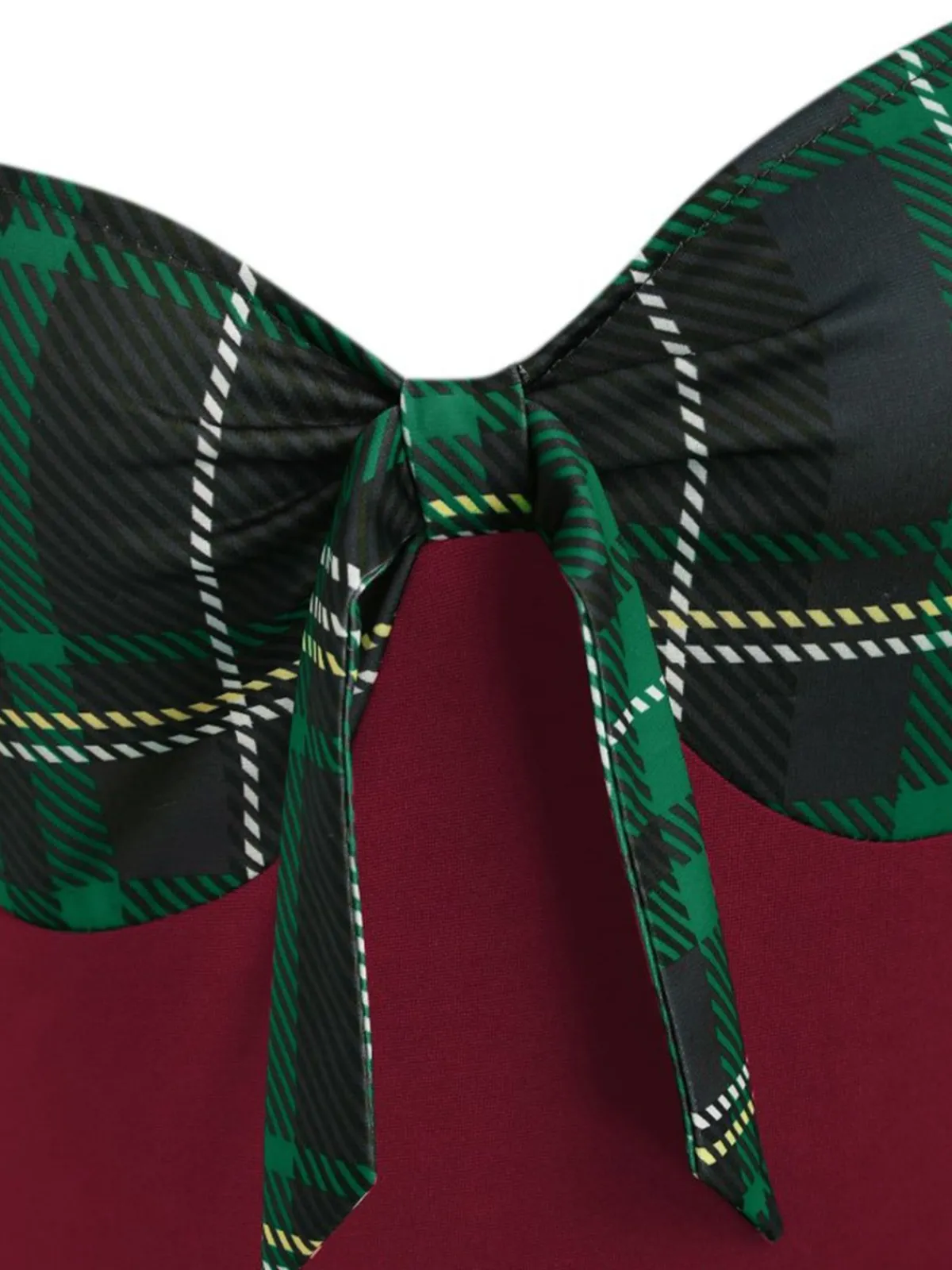 Sale Retro Stage 1950s Sweetheart Plaid Patchwork Dress