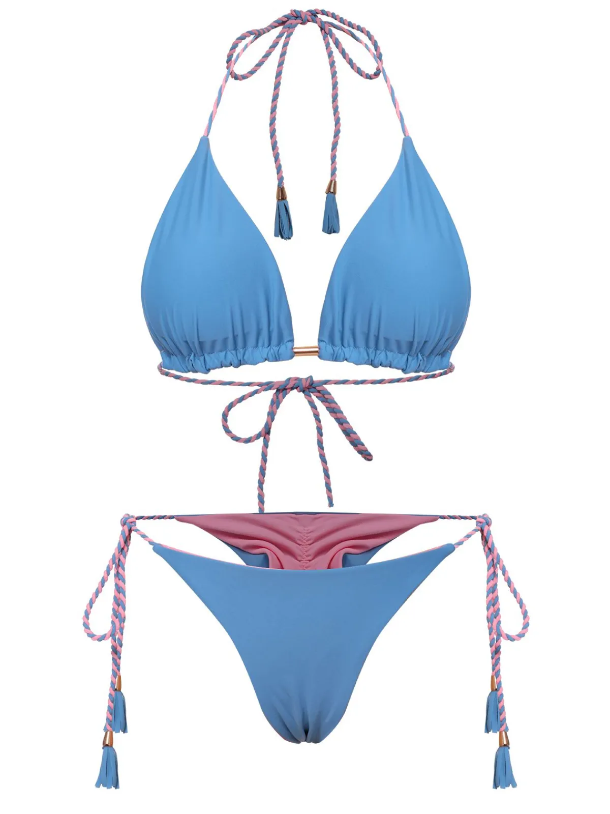 Outlet Retro Stage 1950s Tie Back Backless Braided Bikini Set