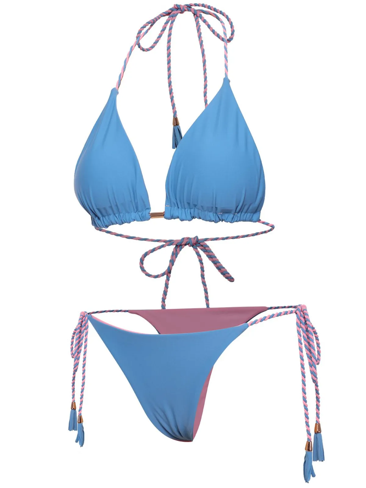 Outlet Retro Stage 1950s Tie Back Backless Braided Bikini Set