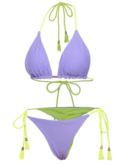 Outlet Retro Stage 1950s Tie Back Backless Braided Bikini Set