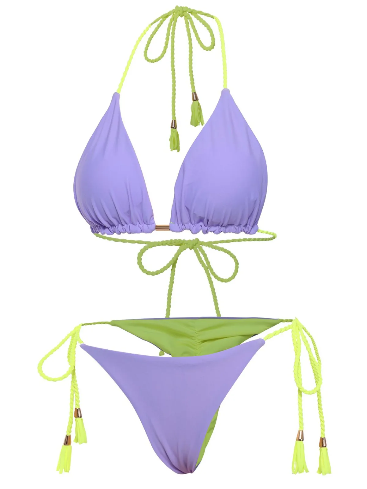 Outlet Retro Stage 1950s Tie Back Backless Braided Bikini Set