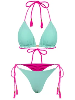Outlet Retro Stage 1950s Tie Back Backless Braided Bikini Set