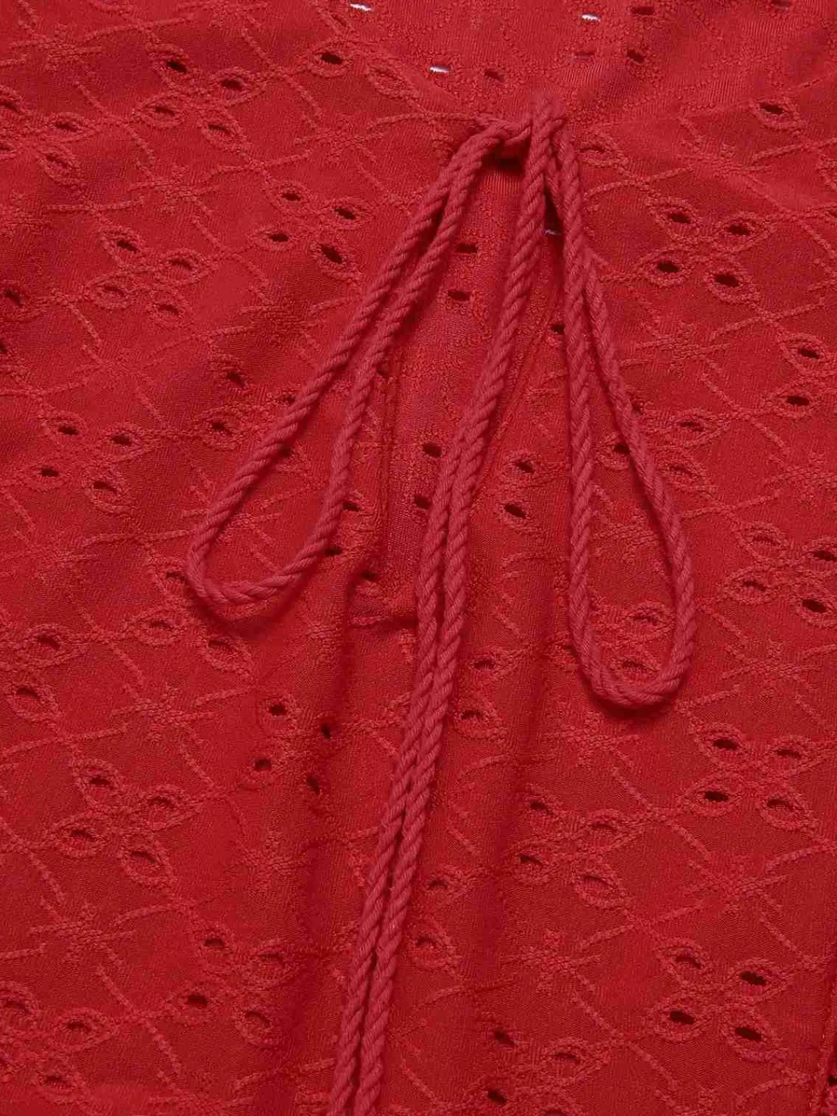 Hot Retro Stage 1940s Tie Front Eyelet Embroidered Blouse