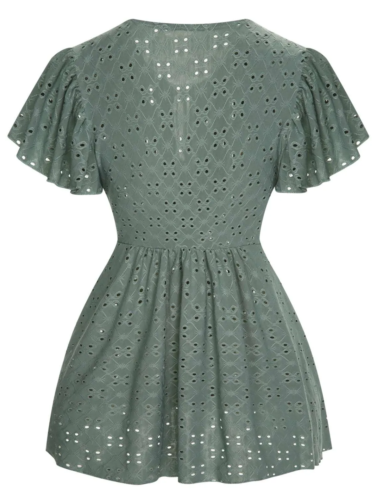 Hot Retro Stage 1940s Tie Front Eyelet Embroidered Blouse
