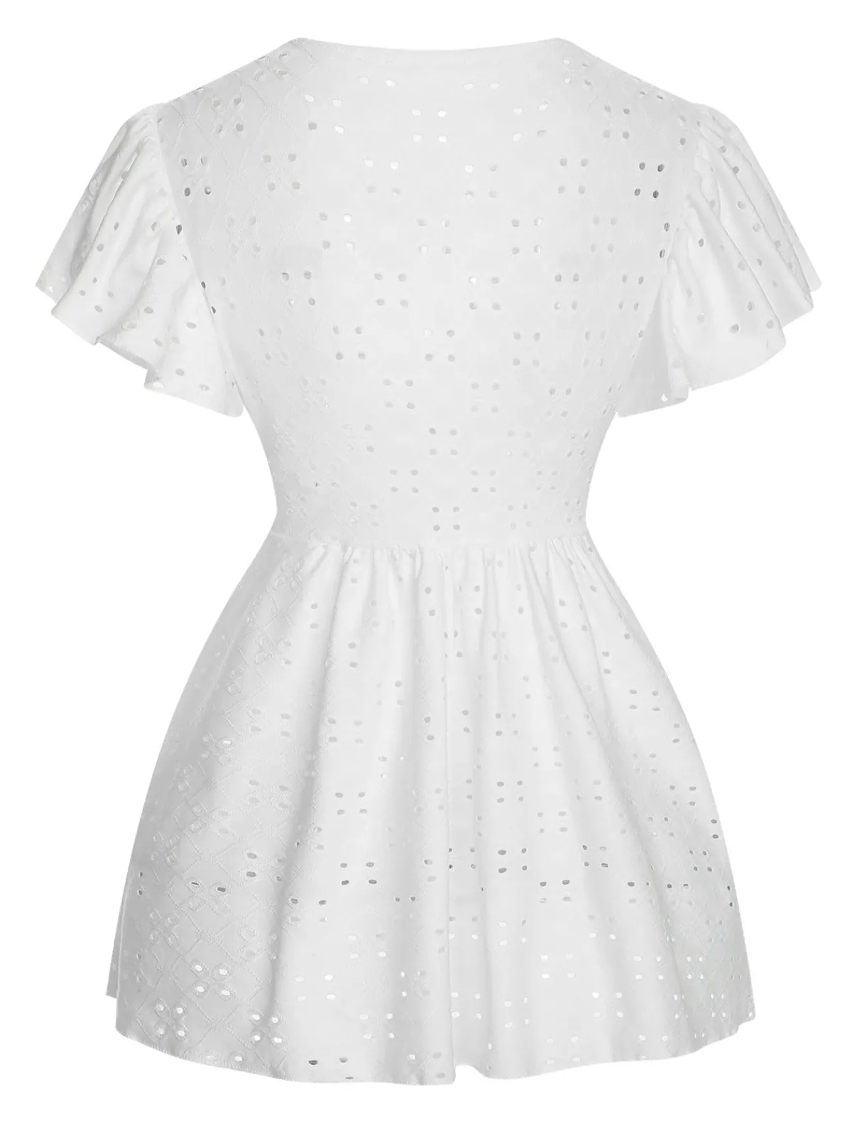 Hot Retro Stage 1940s Tie Front Eyelet Embroidered Blouse