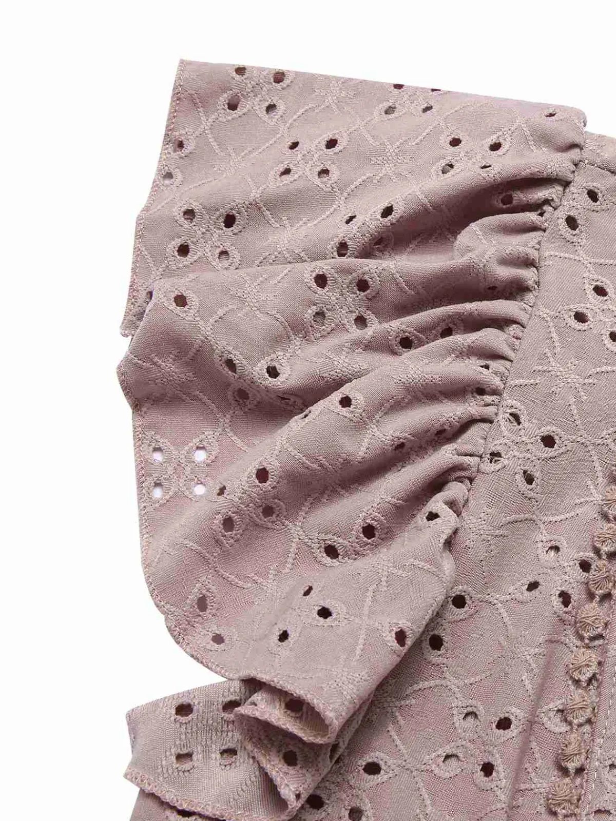 Hot Retro Stage 1940s Tie Front Eyelet Embroidered Blouse