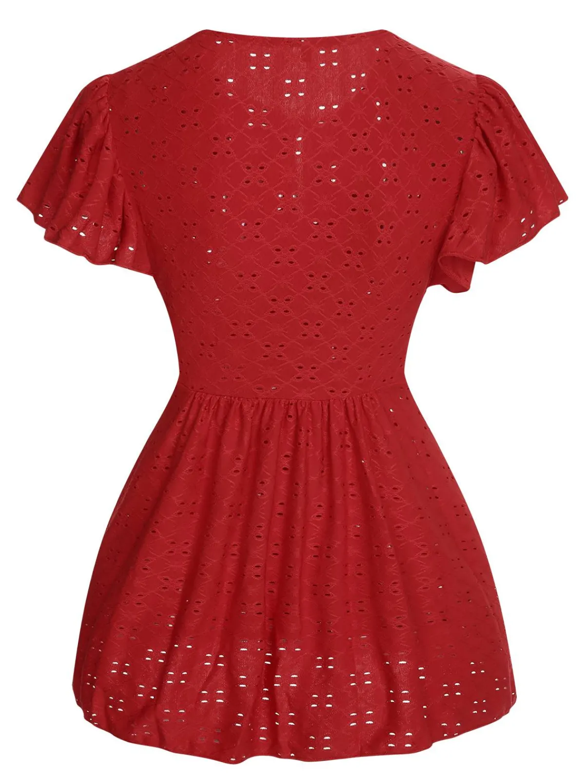 Hot Retro Stage 1940s Tie Front Eyelet Embroidered Blouse