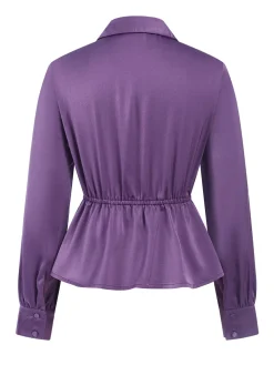 Best Retro Stage 1930s Tie Front Lapel Long Sleeve Blouse