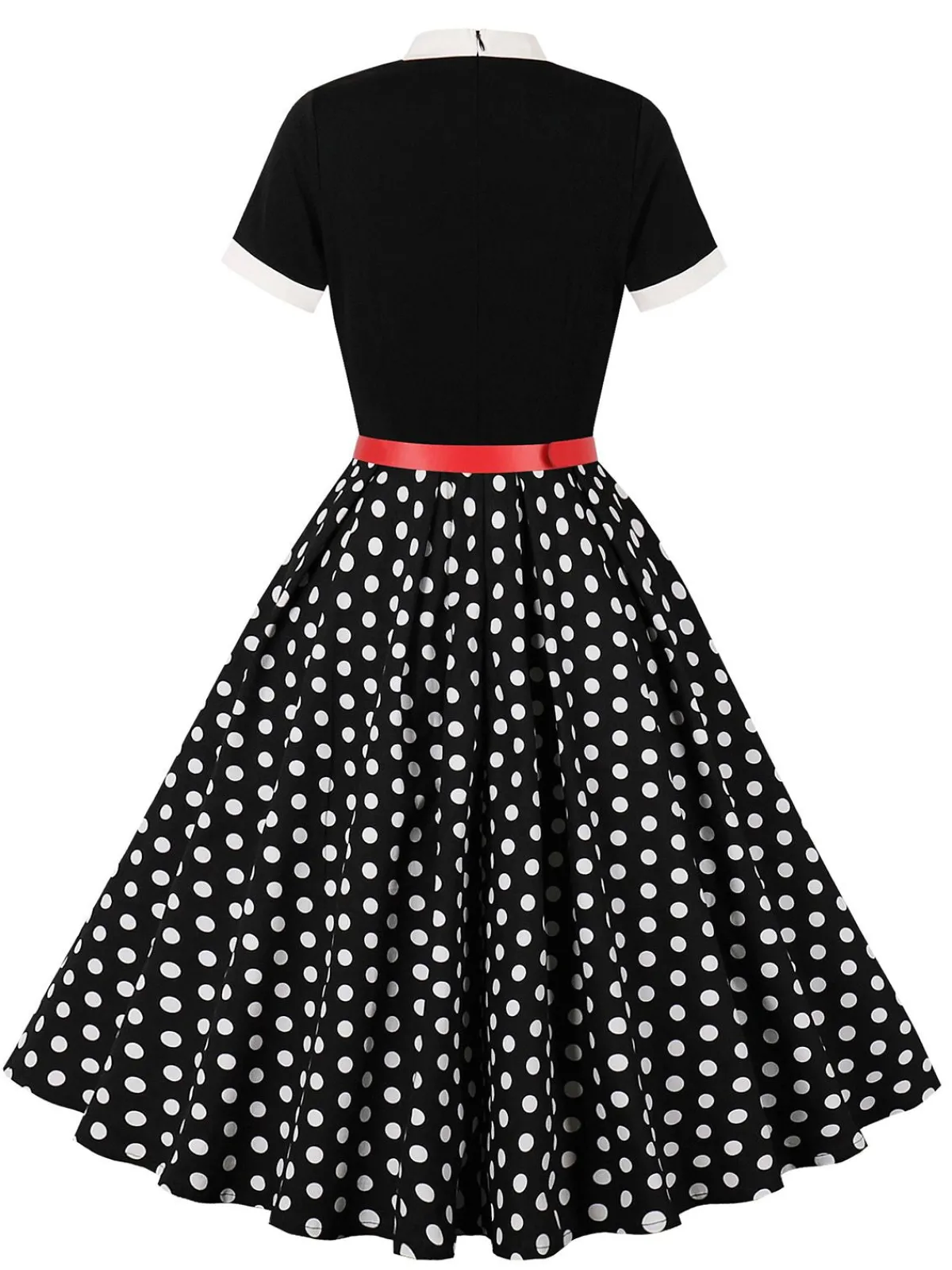Hot Retro Stage 1950s Tie Neck Polka Dots Belted Dress