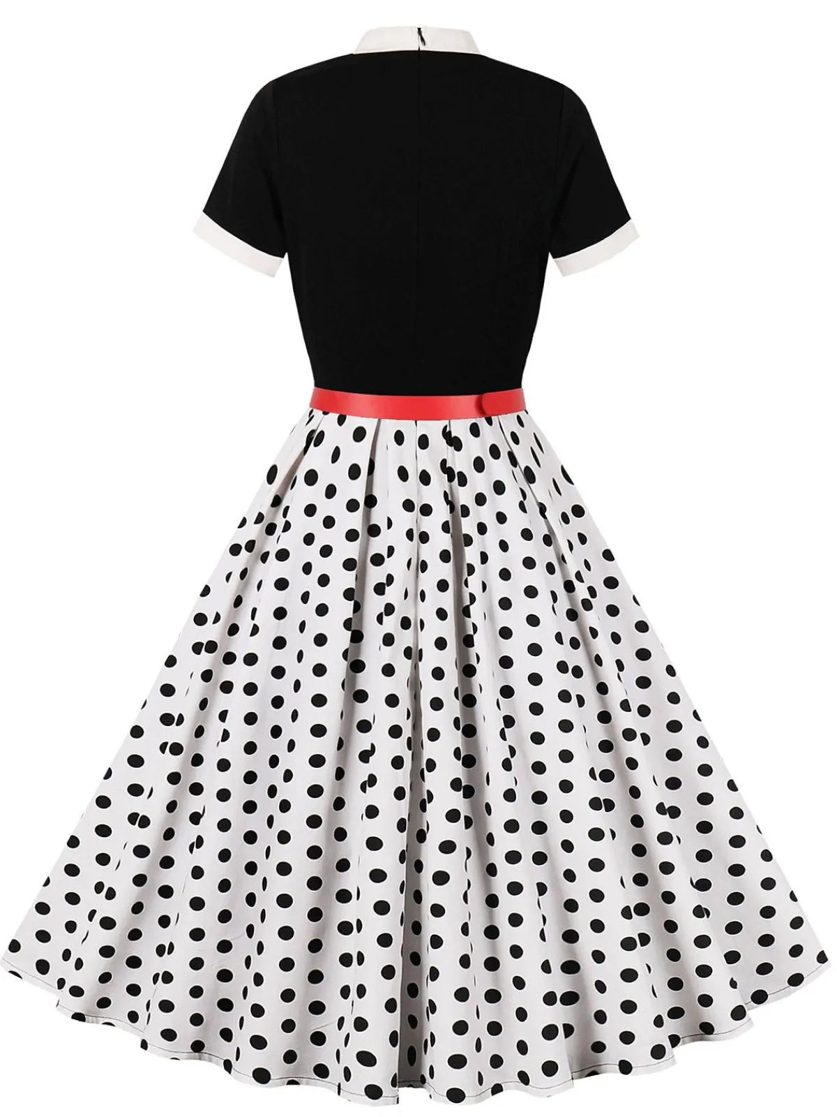 Hot Retro Stage 1950s Tie Neck Polka Dots Belted Dress
