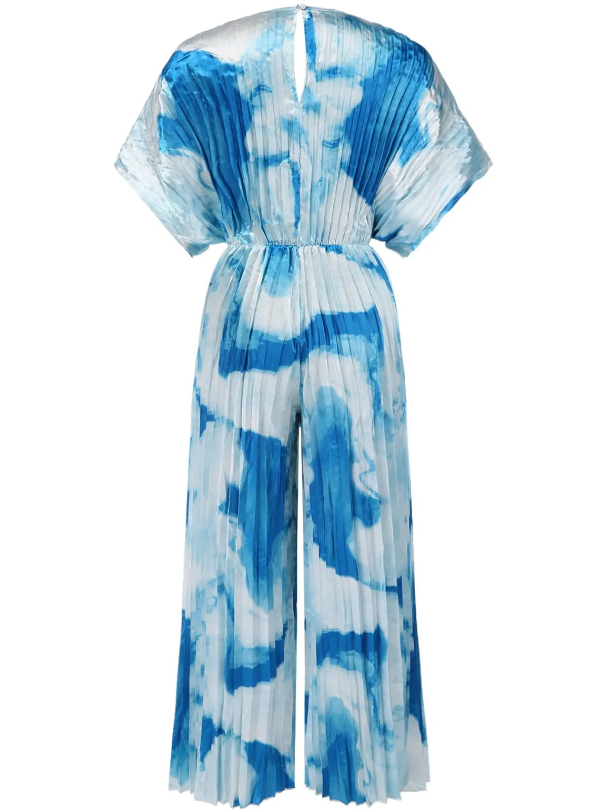 Online Retro Stage 1930s Tie-Dye V-Neck Pleated Ring Jumpsuit