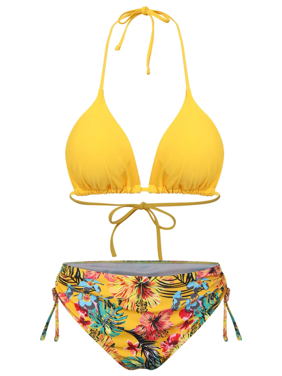 Sale Retro Stage 1960s Tropical Halter Bikini Set & Cover-Up